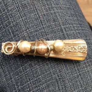 Silver spoon hair clip